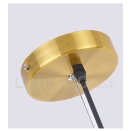 Lustre de cobre com 6 luzes e abajur de vidro