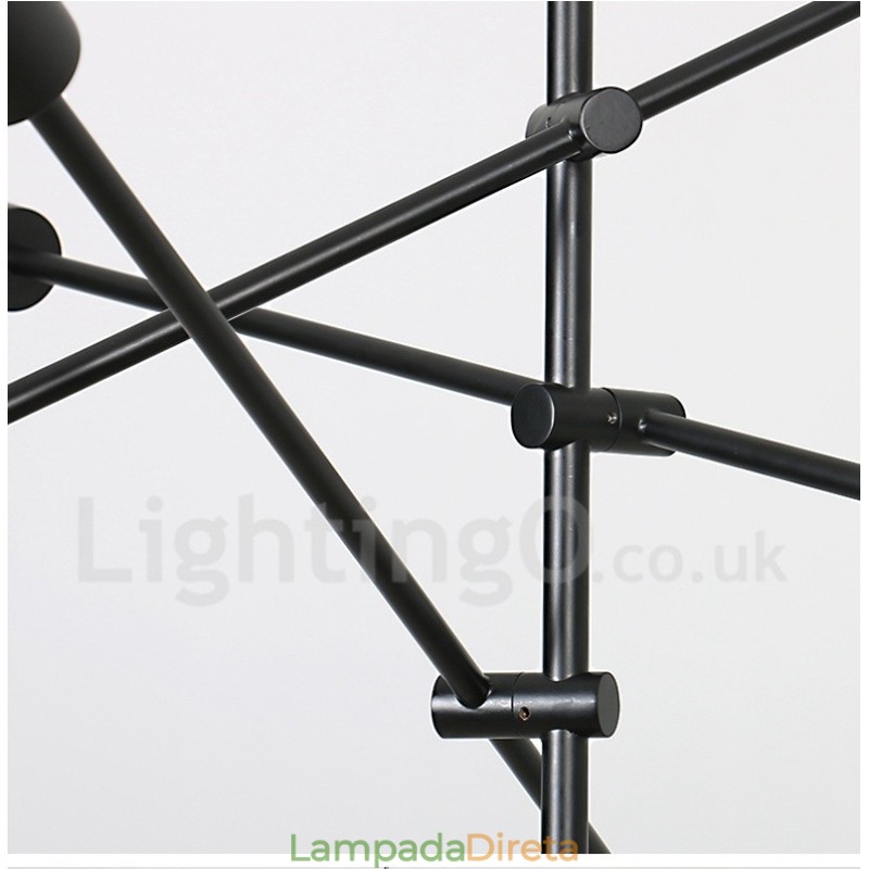 Lustre de cobre com 6 luzes e abajur de vidro
