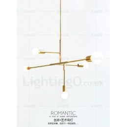 Lustre moderno contemporâneo de cobre com 5 luzes