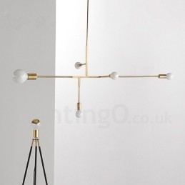 Lustre moderno contemporâneo de cobre com 5 luzes