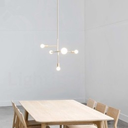 Lustre moderno contemporâneo de cobre com 5 luzes