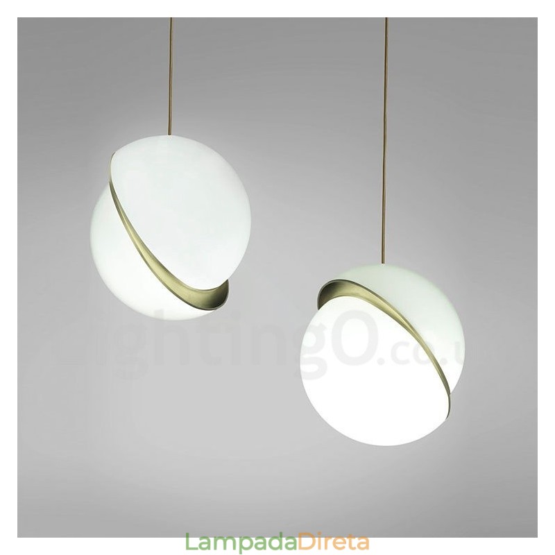 Luminária pendente moderna contemporânea de cobre com abajur de vidro