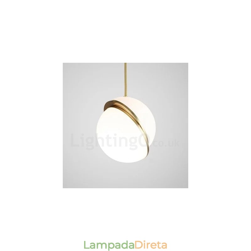 Luminária pendente moderna contemporânea de cobre com abajur de vidro