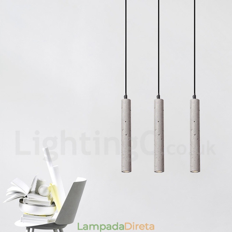 Luminária pendente moderna contemporânea Concrte 1 luz