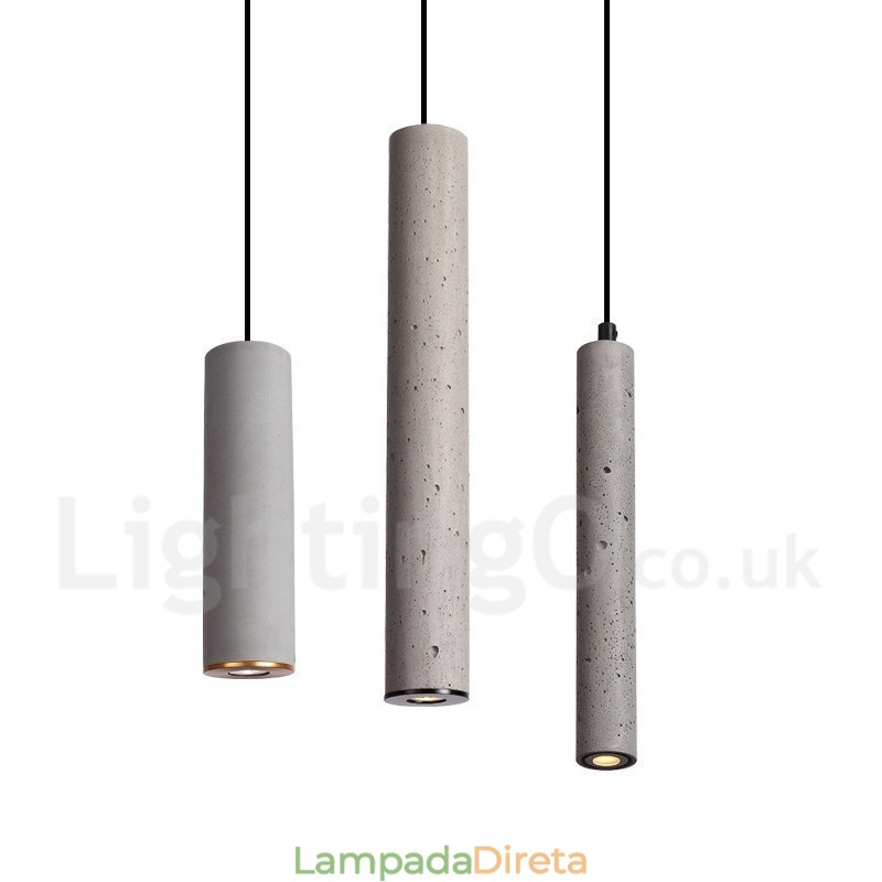 Luminária pendente moderna contemporânea Concrte 1 luz