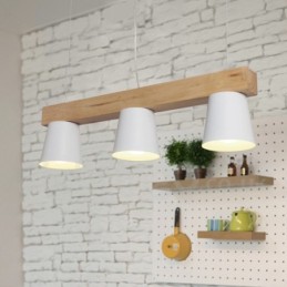 Luminária pendente de madeira contemporânea moderna com 3 luzes