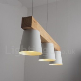Luminária pendente de madeira contemporânea moderna com 3 luzes
