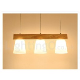 Luminária pendente de madeira contemporânea moderna com 3 luzes