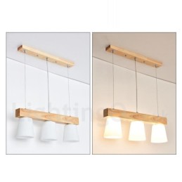 Luminária pendente de madeira contemporânea moderna com 3 luzes