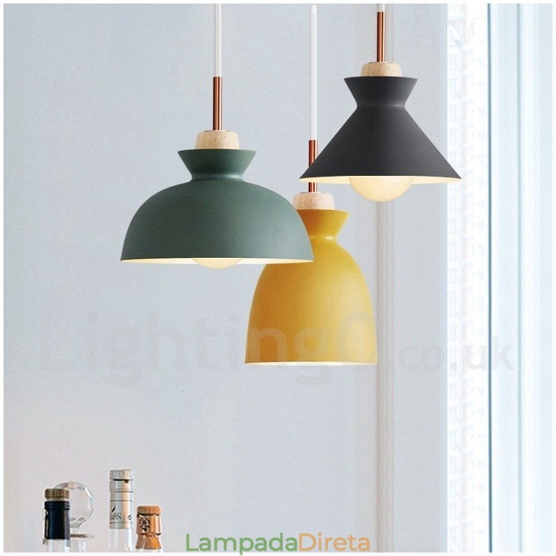 Luminária pendente moderna contemporânea de metal multicolorida