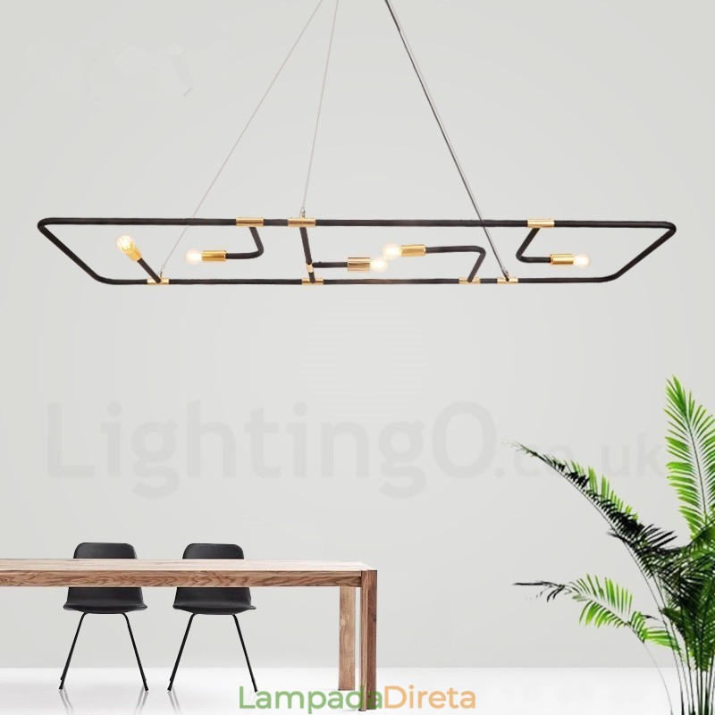 Luminária pendente moderna contemporânea de 5 luzes