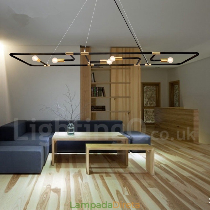 Luminária pendente moderna contemporânea de 5 luzes