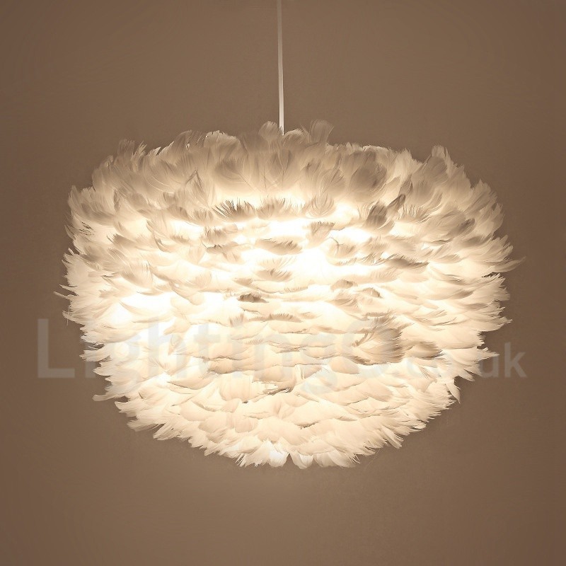 Pendente de luz de pena branca
