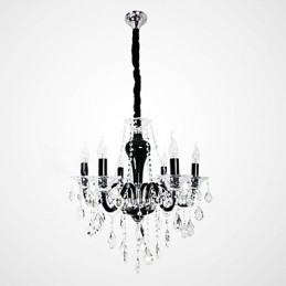 Lustre de cristal de 6 luzes com detalhes em design preto