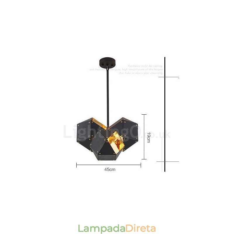 Luminária pendente moderna contemporânea de 3 luzes