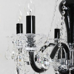 Lustre de cristal de 6 luzes com detalhes em design preto
