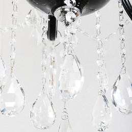 Lustre de cristal de 6 luzes com detalhes em design preto