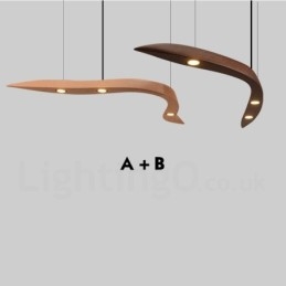 Luminária pendente moderna contemporânea de madeira com 3 luzes
