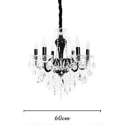 Lustre de cristal de 6 luzes com detalhes em design preto