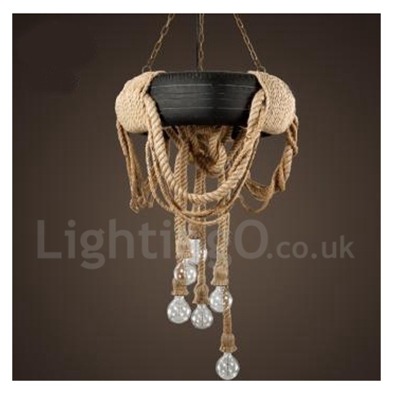 Luminária pendente vintage country com 6 luzes