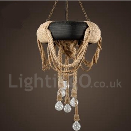 Luminária pendente vintage country com 6 luzes