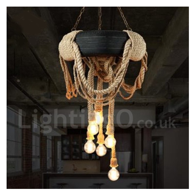 Luminária pendente vintage country com 6 luzes