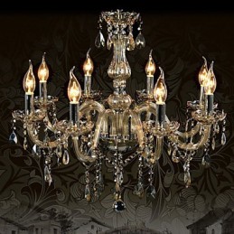 Lustre de cristal de luxo com 8 luzes, cor conhaque, lustre de cristal K9