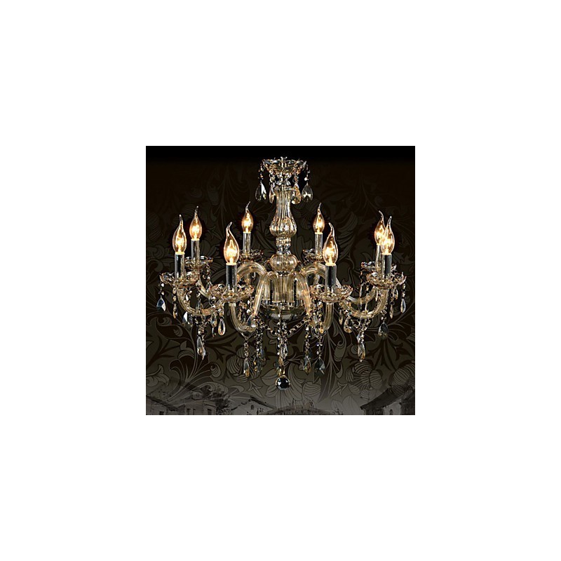 Lustre de cristal de luxo com 8 luzes, cor conhaque, lustre de cristal K9