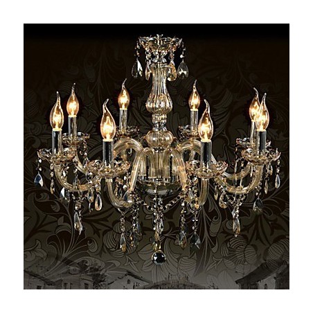 Lustre de cristal de luxo com 8 luzes, cor conhaque, lustre de cristal K9 Lustre de cristal de luxo com 8 luzes, cor conhaque, lustre de cristal K9