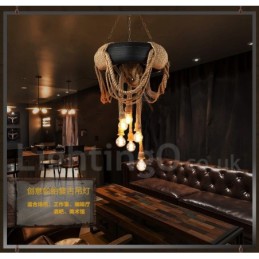 Luminária pendente vintage country com 6 luzes