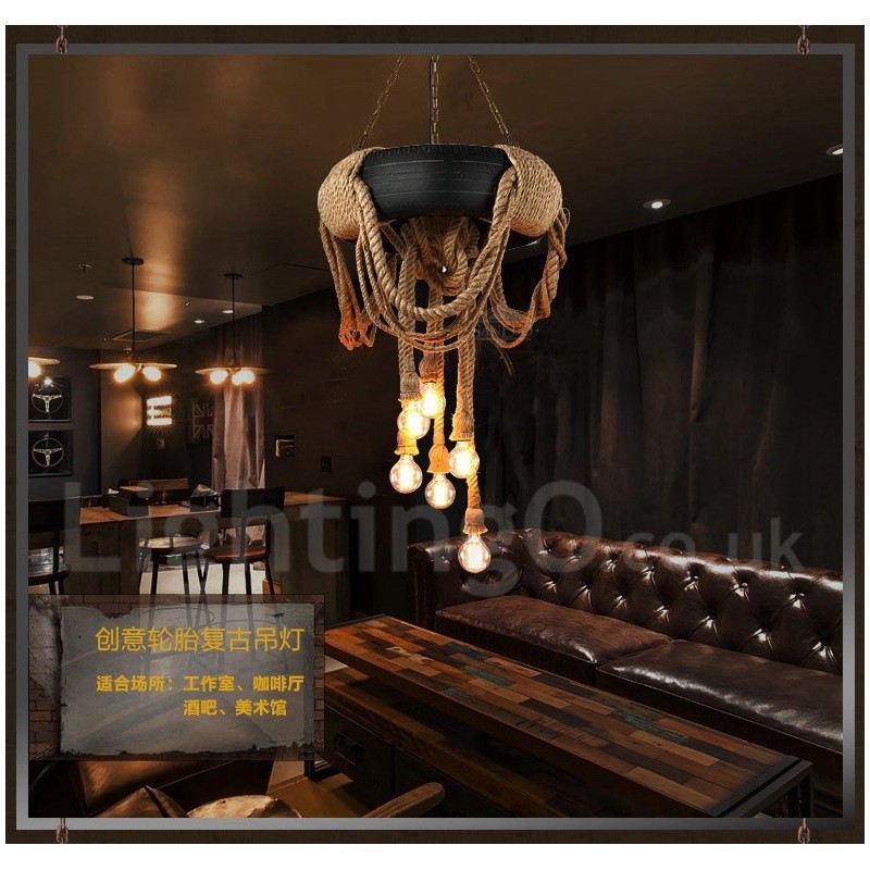 Luminária pendente vintage country com 6 luzes