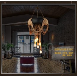 Luminária pendente vintage country com 6 luzes