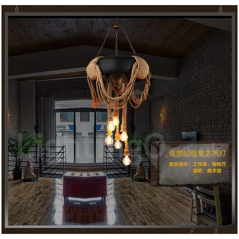 Luminária pendente vintage country com 6 luzes