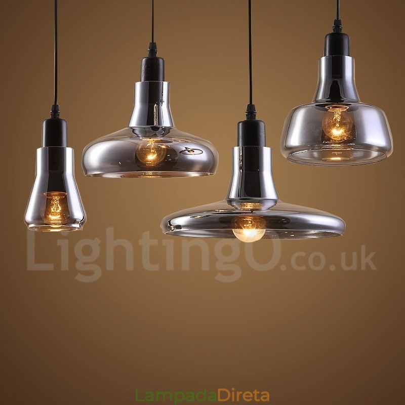 Retro Vintage 1 Luz Pendente Luz com Sombra de Vidro