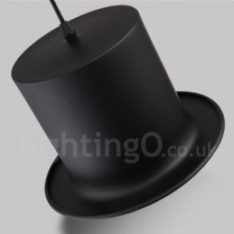 Forma de chapéu de metal preto 1 luz retro vintage pingente luz