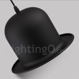Forma de chapéu de metal preto 1 luz retro vintage pingente luz