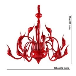 Lustre moderno 18 luzes G4 pintura vermelha
