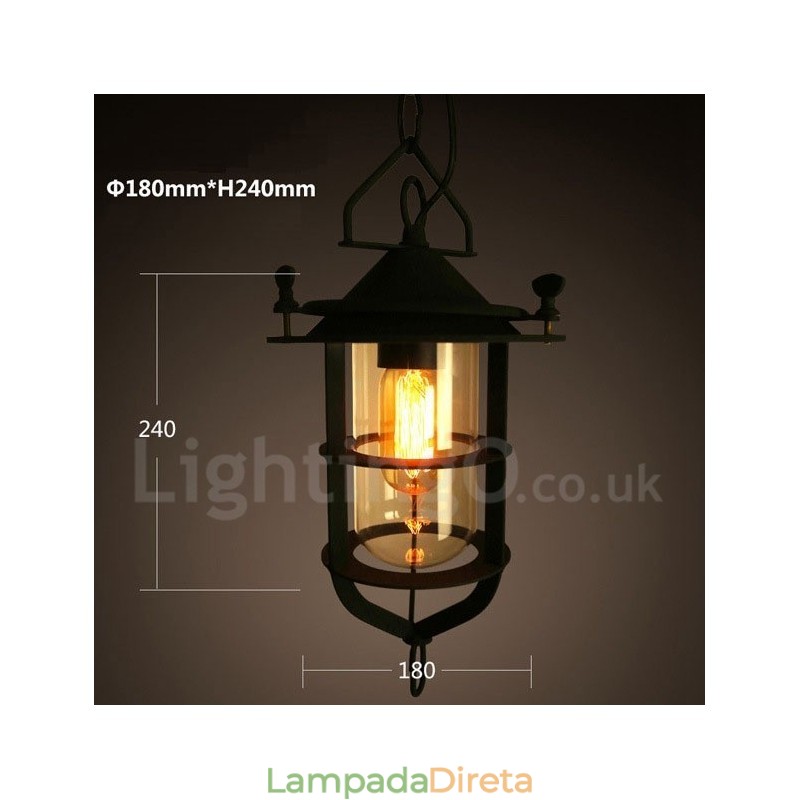 Retro Vintage Metal 1 Luz Pendente Luz