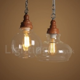 Luminária pendente retrô vintage com abajur de vidro