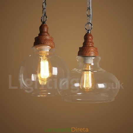 Luminária pendente retrô vintage com abajur de vidro Luminária pendente retrô vintage com abajur de vidro