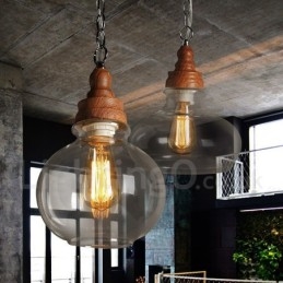 Luminária pendente retrô vintage com abajur de vidro