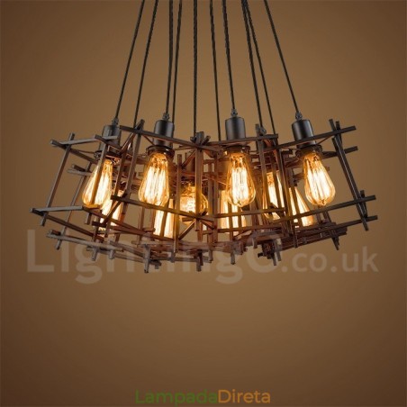Luminária pendente de metal retrô vintage (vários abajures com um pingente fixo) (selecione a quantidade do abajur abaixo) Luminária pendente de metal retrô vintage (vários abajures com um pingente fixo) (selecione a quantidade do abajur abaixo)