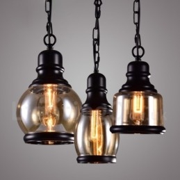 Luminária pendente retrô vintage com abajur de vidro