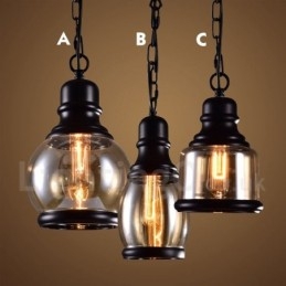 Luminária pendente retrô vintage com abajur de vidro
