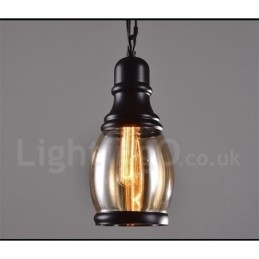 Luminária pendente retrô vintage com abajur de vidro