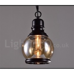 Luminária pendente retrô vintage com abajur de vidro