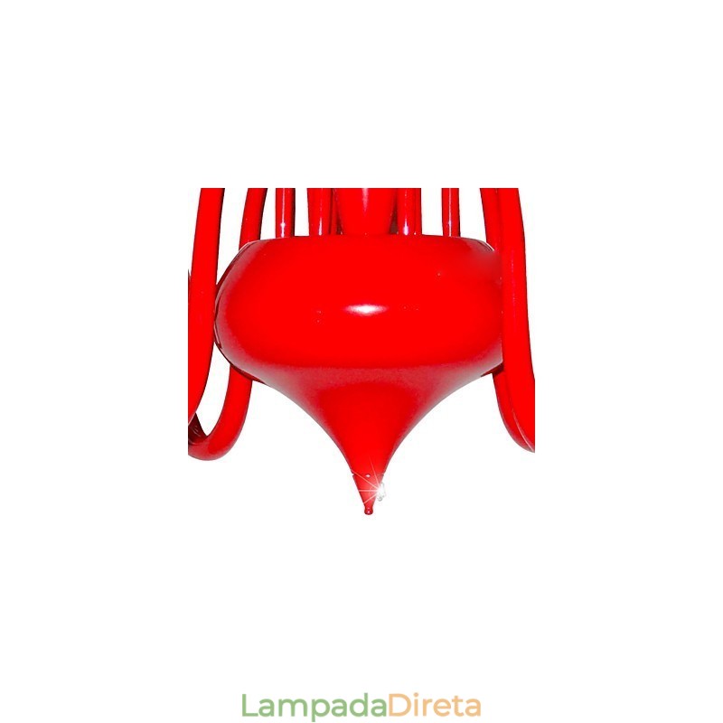 Lustre moderno 18 luzes G4 pintura vermelha