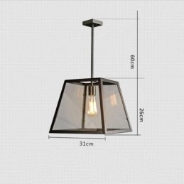 Luminária pendente de metal vintage com cúpula de vidro