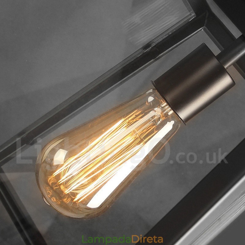 Luminária pendente de metal vintage com cúpula de vidro