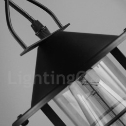 Luminária pendente de metal vintage com cúpula de vidro